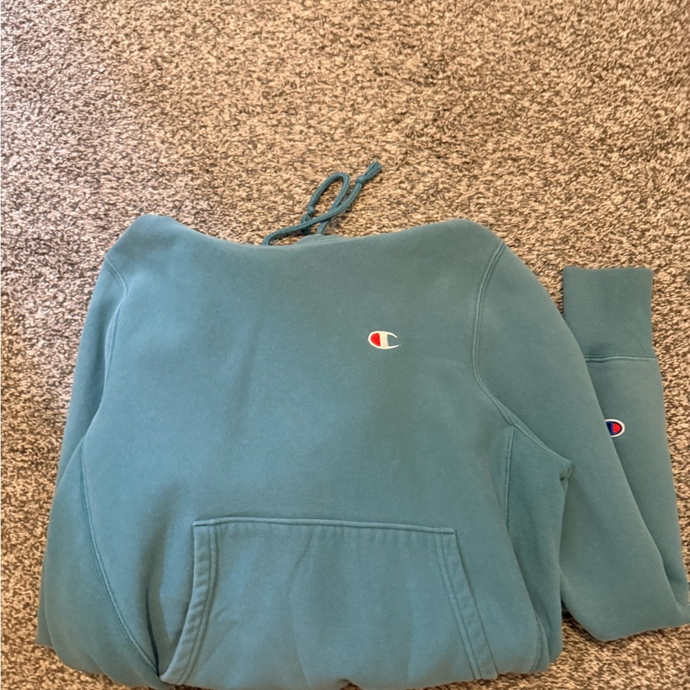 Champion Teal Hoodie - Pullover Sweatshirt